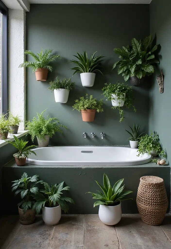 27 Dark Scandinavian Bathroom Ideas for a Bold Nordic Touch 14 27 Dark Scandinavian Bathroom Ideas for a Bold Nordic Touch - 14. Greenery for a Breath of Fresh Air