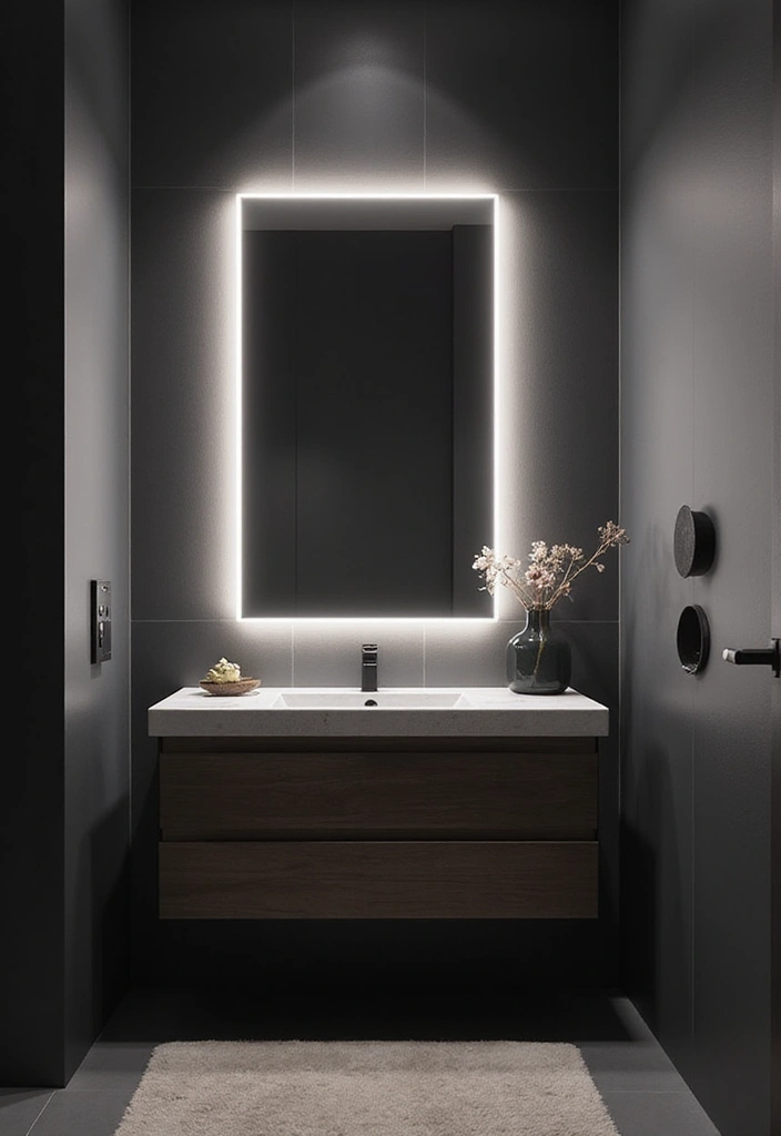 27 Dark Scandinavian Bathroom Ideas for a Bold Nordic Touch 17 27 Dark Scandinavian Bathroom Ideas for a Bold Nordic Touch - 17. Smart Mirrors with Built-in Lighting