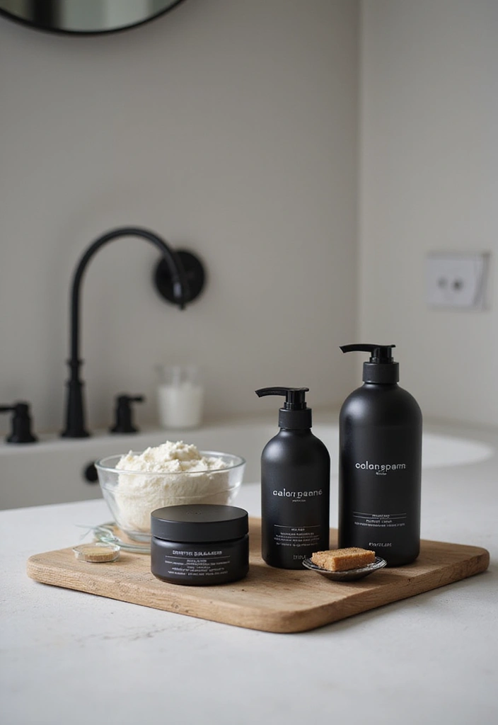 27 Dark Scandinavian Bathroom Ideas for a Bold Nordic Touch 26 27 Dark Scandinavian Bathroom Ideas for a Bold Nordic Touch - 26. Minimalist Bath Products for a Clutter-Free Look