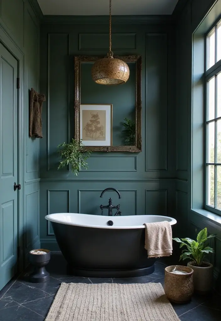 27 Dark Scandinavian Bathroom Ideas for a Bold Nordic Touch 3 27 Dark Scandinavian Bathroom Ideas for a Bold Nordic Touch - 3. Moody Color Schemes with Dark Accents