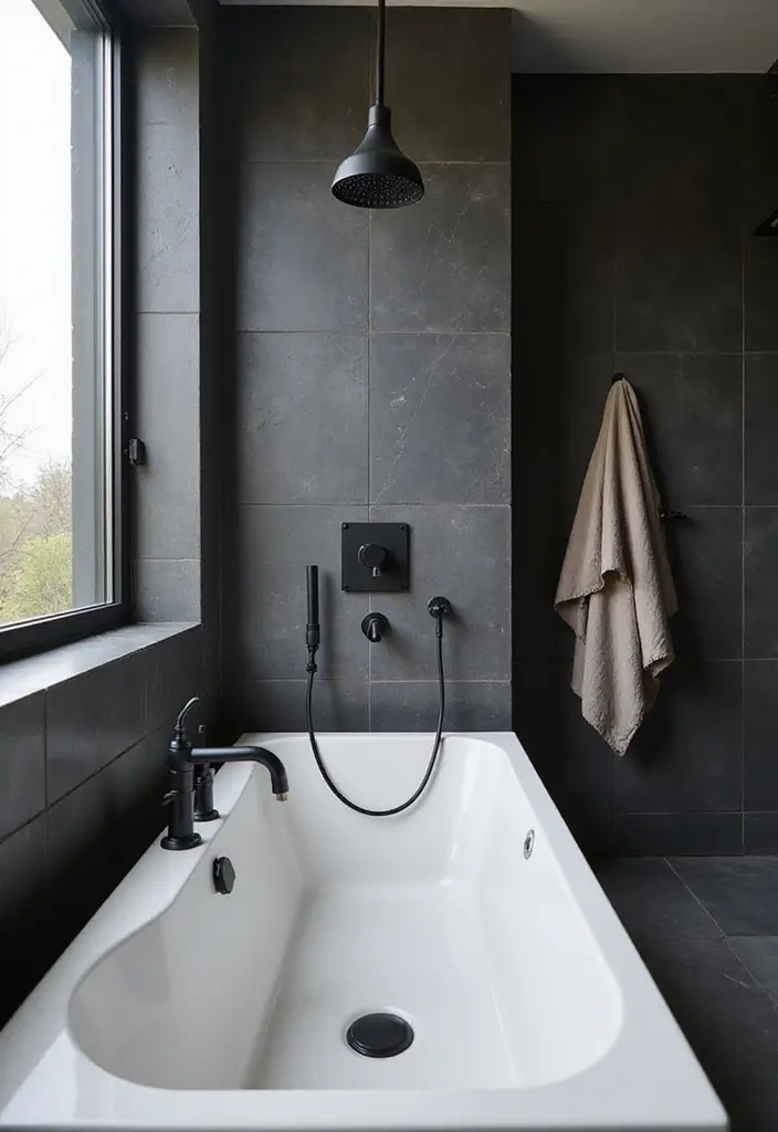 27 Dark Scandinavian Bathroom Ideas for a Bold Nordic Touch 5 27 Dark Scandinavian Bathroom Ideas for a Bold Nordic Touch - 5. Matte Black Fixtures for a Sleek Look