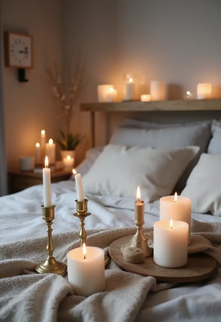 27 Scandinavian Bedroom Lighting Ideas for Calm Nights 15 27 Scandinavian Bedroom Lighting Ideas for Calm Nights - 15. Candle Holders for a Touch of Warmth