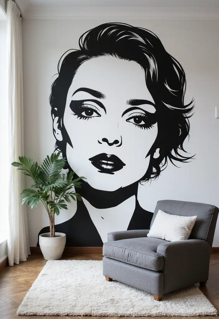 27 Scandinavian Black and White Ideas for a Classic Look 10 27 Scandinavian Black and White Ideas for a Classic Look - 10. Cool Black and White Murals
