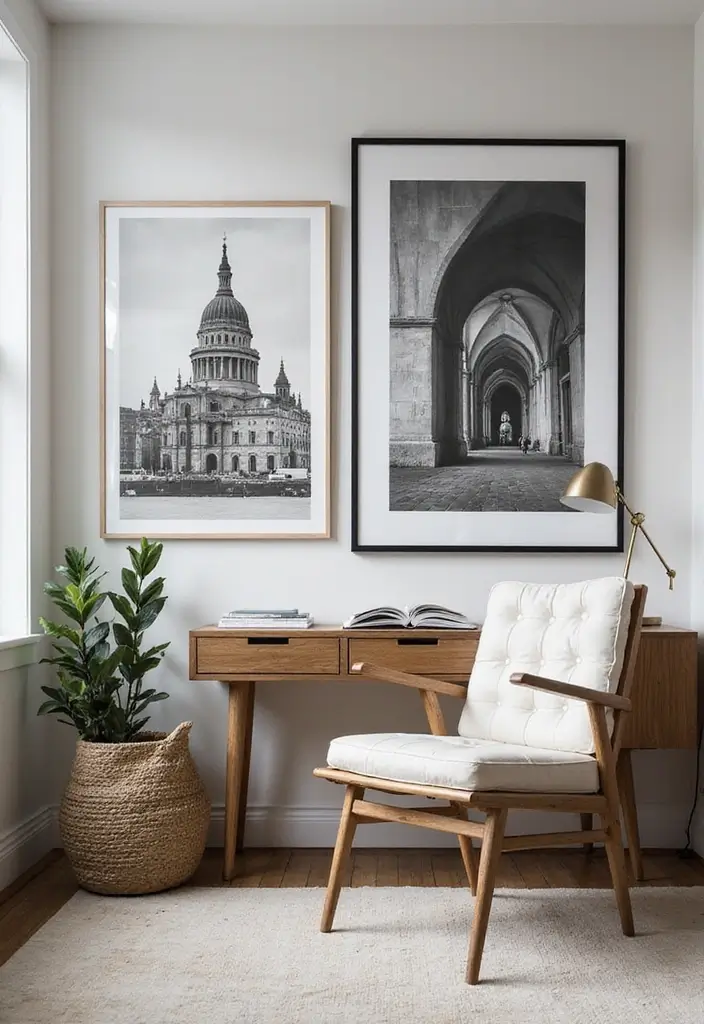 27 Scandinavian Black and White Ideas for a Classic Look 13 27 Scandinavian Black and White Ideas for a Classic Look - 13. Architectural Prints