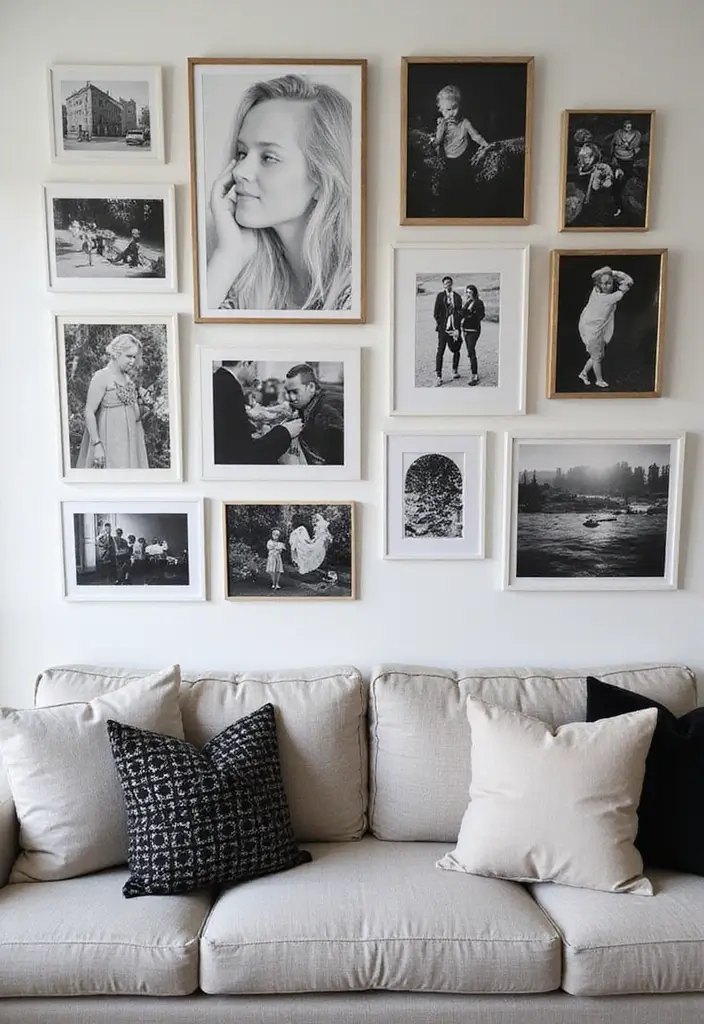 27 Scandinavian Black and White Ideas for a Classic Look 18 27 Scandinavian Black and White Ideas for a Classic Look - 18. Black and White Collage Wall