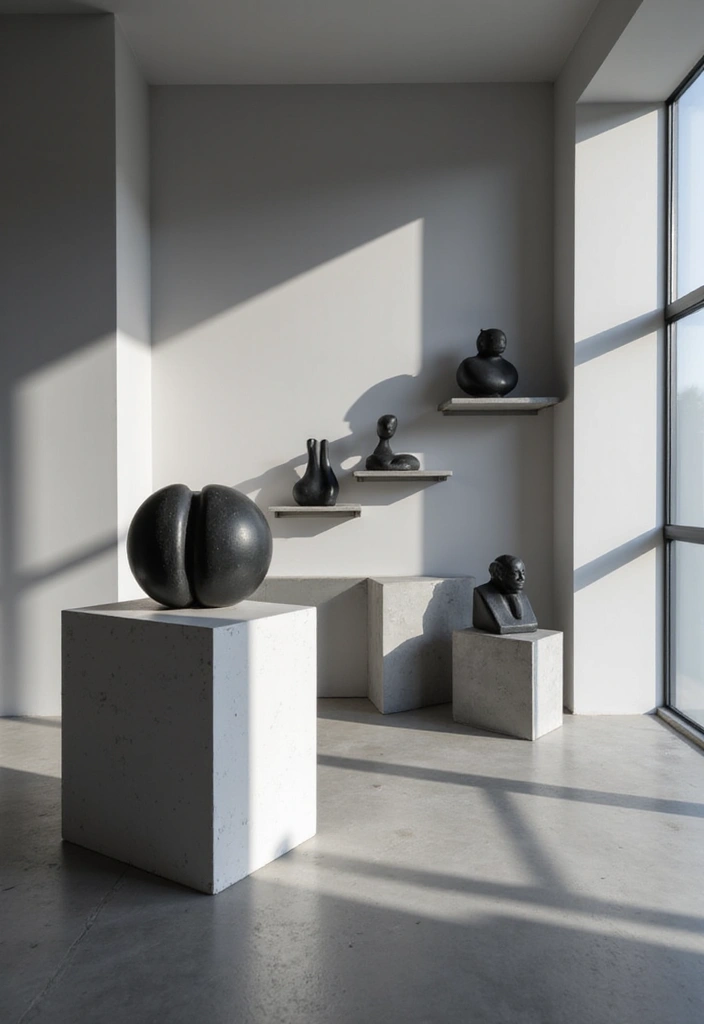 27 Scandinavian Black and White Ideas for a Classic Look 20 27 Scandinavian Black and White Ideas for a Classic Look - 20. Minimalist Black and White Sculpture