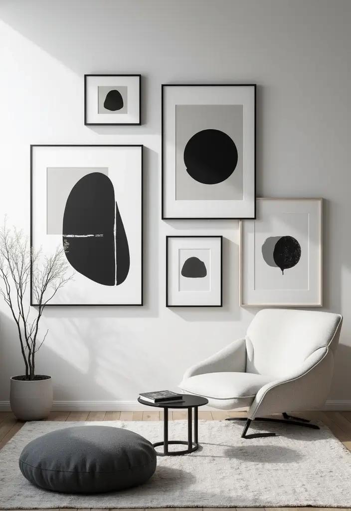 27 Scandinavian Black and White Ideas for a Classic Look 4 27 Scandinavian Black and White Ideas for a Classic Look - 4. Abstract Black and White Prints