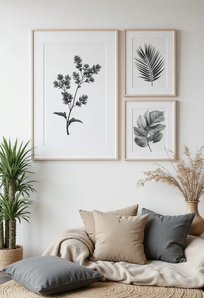 27 Scandinavian Black and White Ideas for a Classic Look 8 27 Scandinavian Black and White Ideas for a Classic Look - 8. Nature-Inspired Black and White Art