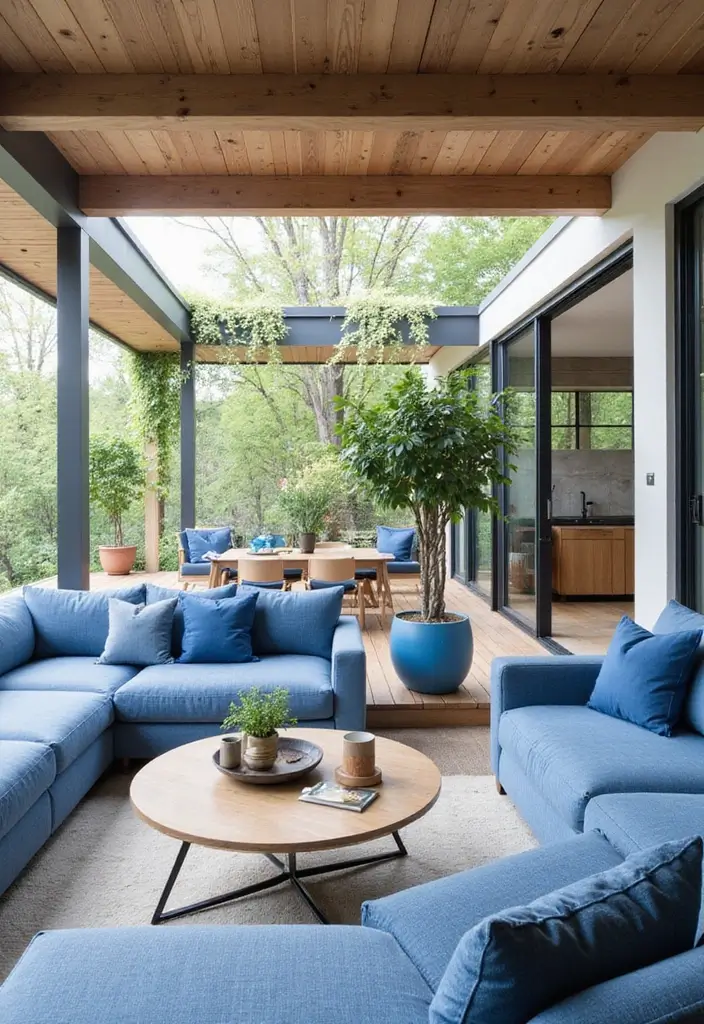 27 Scandinavian Blue Living Room Ideas for a Bold Nordic Vibe 27 27 Scandinavian Blue Living Room Ideas for a Bold Nordic Vibe - 27. Blue Outdoor-Indoor Connection