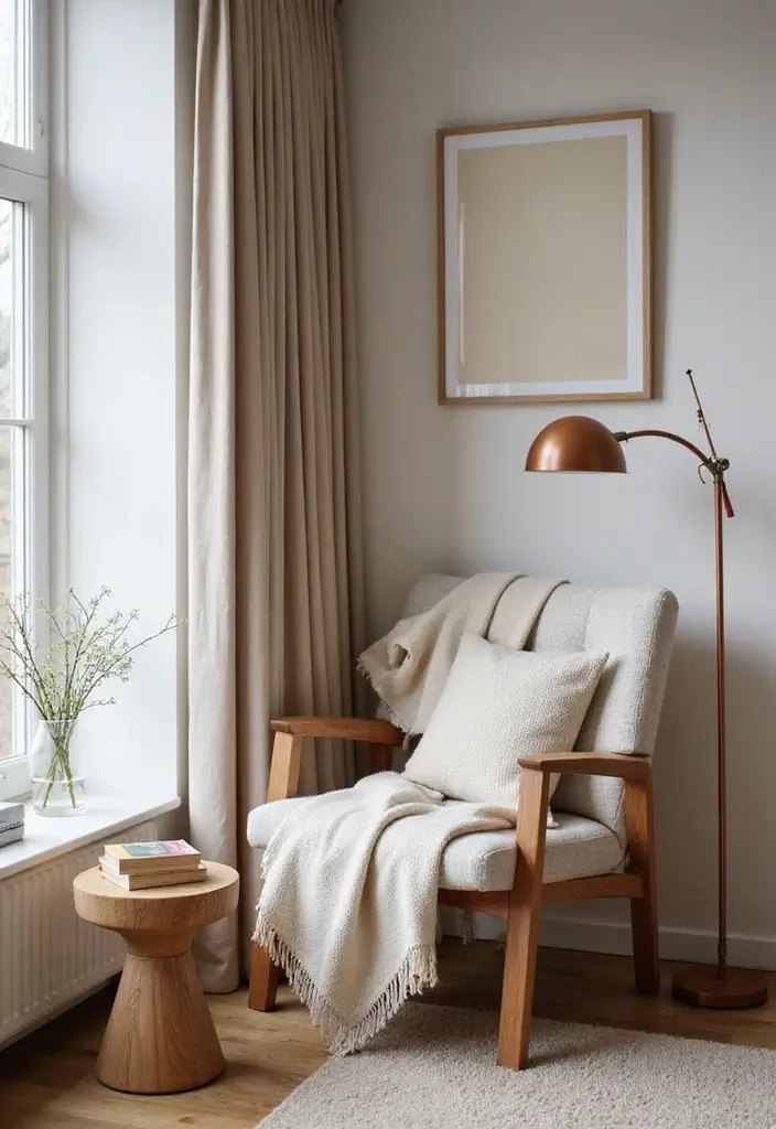 27 Scandinavian Reading Nook Designs That Spark Relaxation 24 27 Scandinavian Reading Nook Designs That Spark Relaxation - 24. Simple Accessories