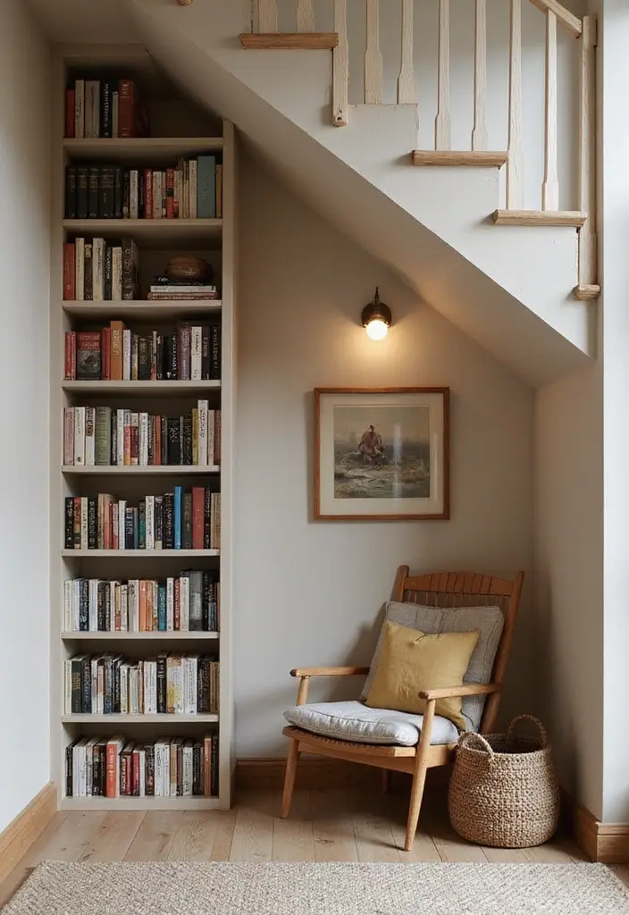 27 Scandinavian Reading Nook Designs That Spark Relaxation 4 27 Scandinavian Reading Nook Designs That Spark Relaxation - 4. Under-Stair Retreat