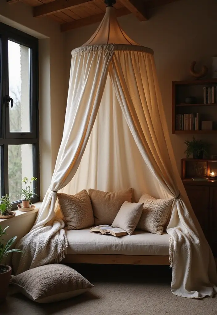 27 Scandinavian Reading Nook Designs That Spark Relaxation 9 27 Scandinavian Reading Nook Designs That Spark Relaxation - 9. Cozy Canopies