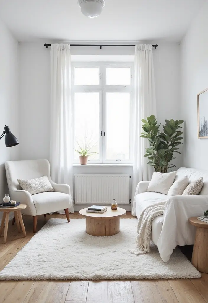 27 Small Scandinavian Living Room Designs That Feel Spacious 1 27 Small Scandinavian Living Room Designs That Feel Spacious - 1. Bright Whites and Soft Textures