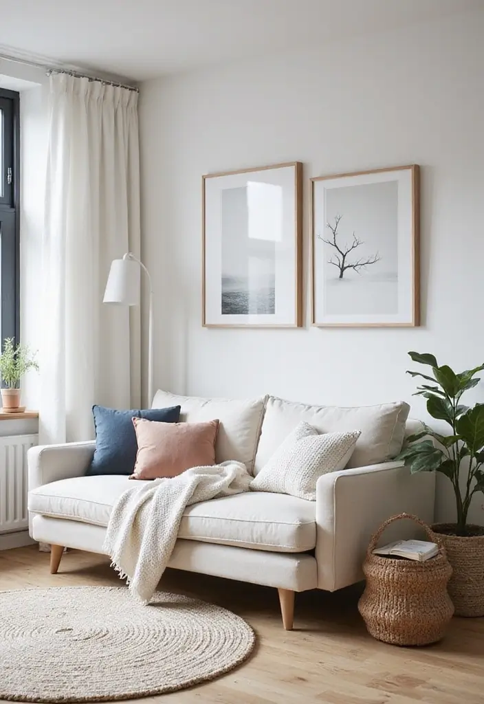 27 Small Scandinavian Living Room Designs That Feel Spacious 11 27 Small Scandinavian Living Room Designs That Feel Spacious - 11. Simple Artwork