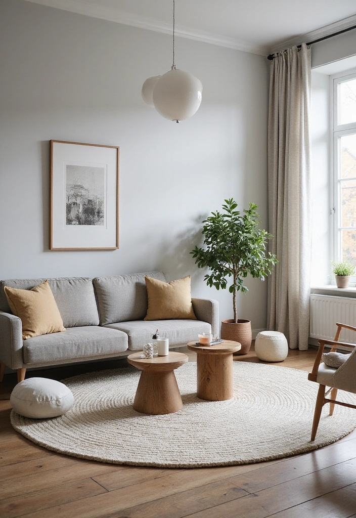 27 Small Scandinavian Living Room Designs That Feel Spacious 13 27 Small Scandinavian Living Room Designs That Feel Spacious - 13. Rugs to Define Space