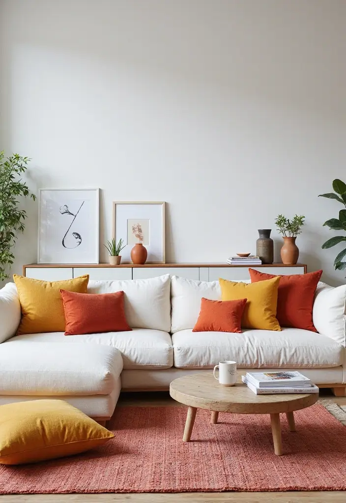 27 Small Scandinavian Living Room Designs That Feel Spacious 14 27 Small Scandinavian Living Room Designs That Feel Spacious - 14. Bright Accents