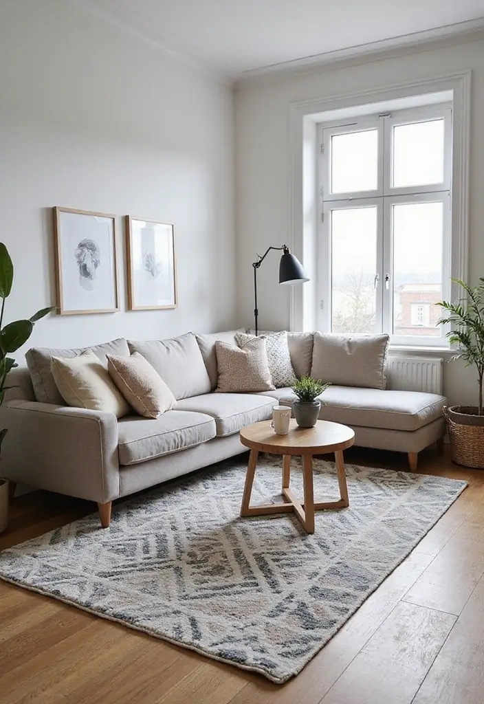 27 Small Scandinavian Living Room Designs That Feel Spacious 18 27 Small Scandinavian Living Room Designs That Feel Spacious - 18. Geometric Patterns