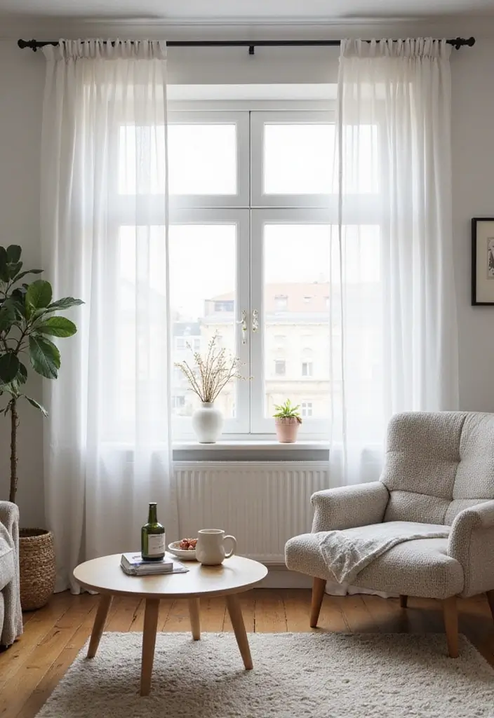 27 Small Scandinavian Living Room Designs That Feel Spacious 25 27 Small Scandinavian Living Room Designs That Feel Spacious - 25. Minimal Window Treatments