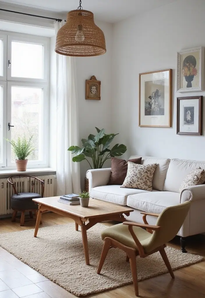 27 Small Scandinavian Living Room Designs That Feel Spacious 26 27 Small Scandinavian Living Room Designs That Feel Spacious - 26. Vintage Find