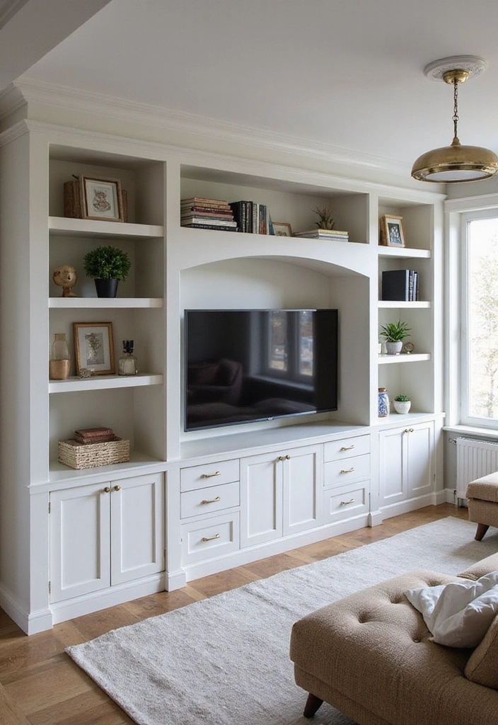 27 Small Scandinavian Living Room Designs That Feel Spacious 27 27 Small Scandinavian Living Room Designs That Feel Spacious - 27. Custom Built-ins