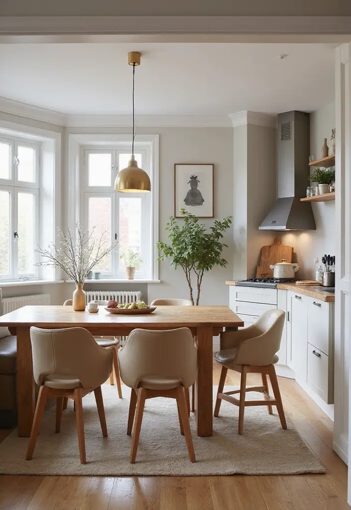 28 Cozy Scandinavian Kitchen Designs for Everyday Comfort 21 28 Cozy Scandinavian Kitchen Designs for Everyday Comfort - 21. An Inviting Dining Area