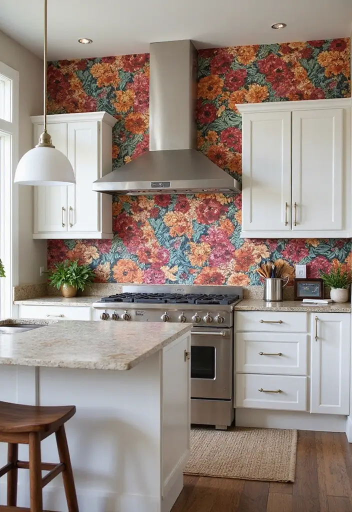 28 Scandinavian Boho Kitchen Ideas That Mix Style and Soul 12 28 Scandinavian Boho Kitchen Ideas That Mix Style and Soul - 12. Bold Wallpaper