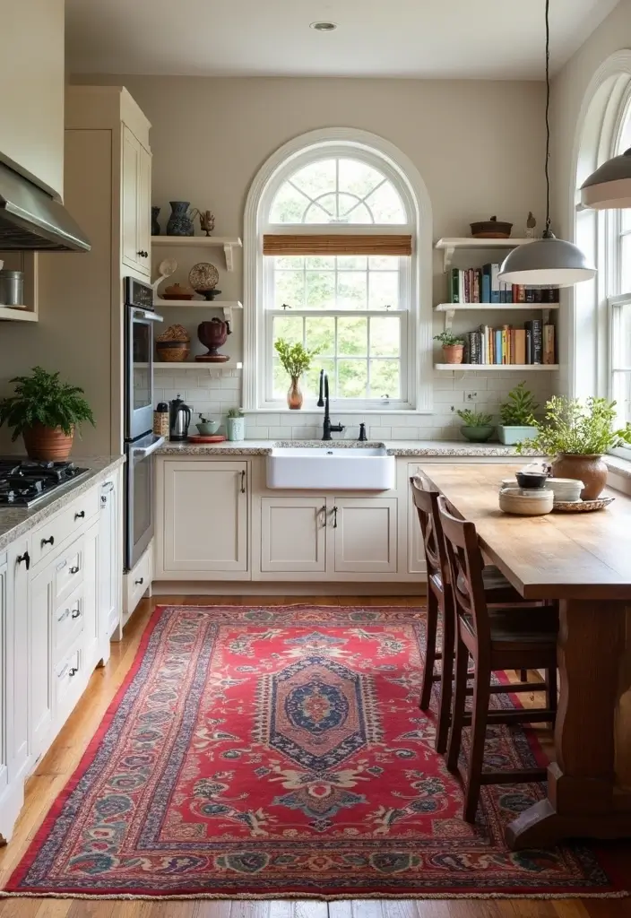 28 Scandinavian Boho Kitchen Ideas That Mix Style and Soul 6 28 Scandinavian Boho Kitchen Ideas That Mix Style and Soul - 6. Statement Rugs