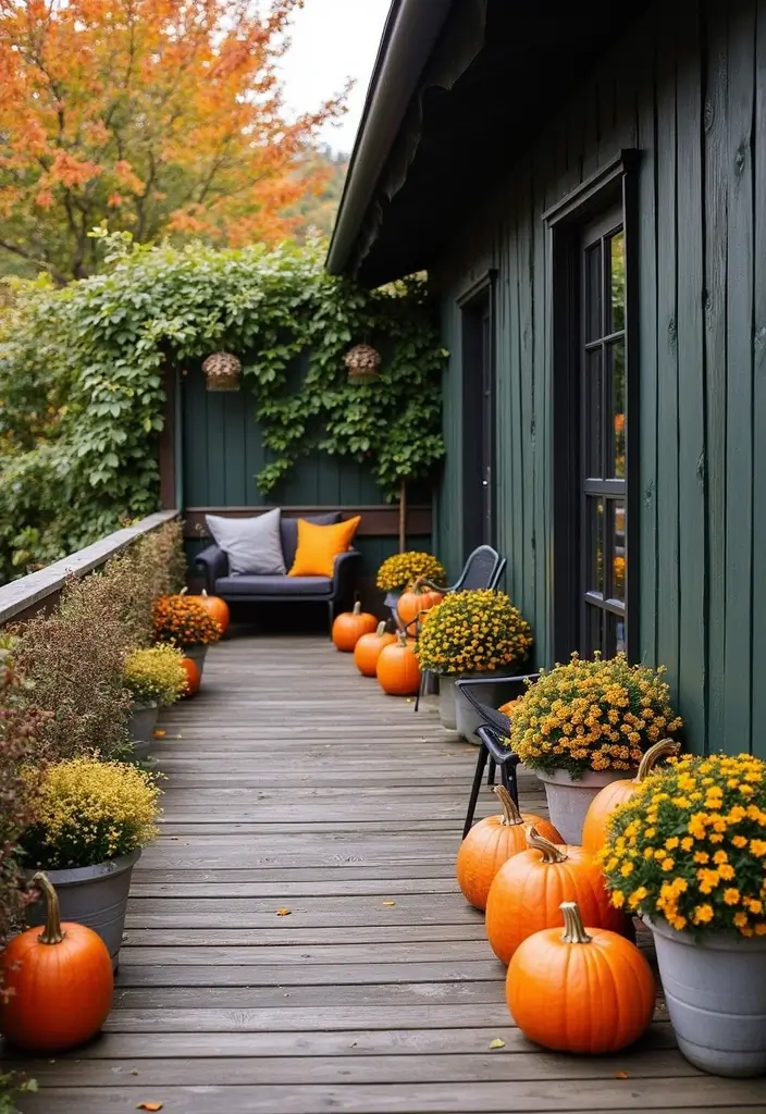 28 Scandinavian Terrace Ideas That Feel Open and Relaxing 13 28 Scandinavian Terrace Ideas That Feel Open and Relaxing - 13. Seasonal Decor