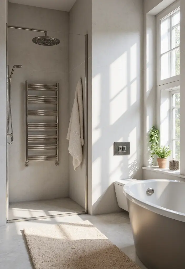 28 Small Scandinavian Bathroom Ideas That Look Bigger Instantly 15 28 Small Scandinavian Bathroom Ideas That Look Bigger Instantly - 15. Smart Heating Solutions