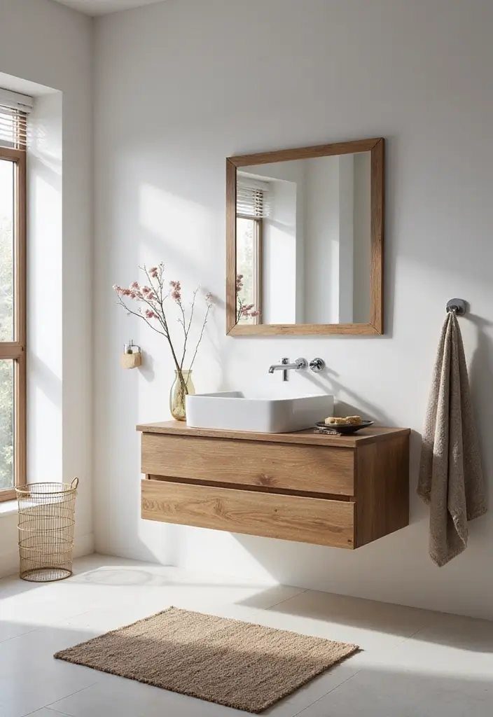 28 Small Scandinavian Bathroom Ideas That Look Bigger Instantly 2 28 Small Scandinavian Bathroom Ideas That Look Bigger Instantly - 2. Floating Vanities for Space Saving