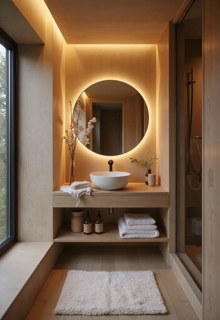 28 Small Scandinavian Bathroom Ideas That Look Bigger Instantly 20 28 Small Scandinavian Bathroom Ideas That Look Bigger Instantly - 20. Layered Lighting for Ambiance