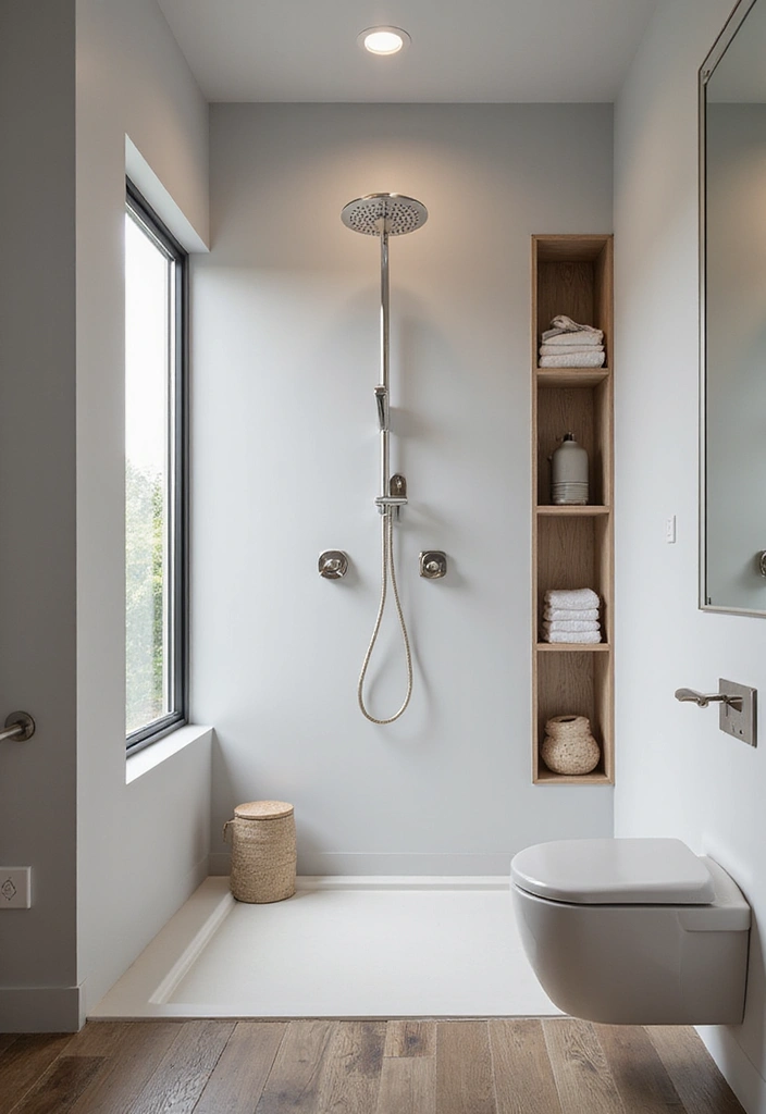 28 Small Scandinavian Bathroom Ideas That Look Bigger Instantly 22 28 Small Scandinavian Bathroom Ideas That Look Bigger Instantly - 22. Simple Shower Nooks for Storage