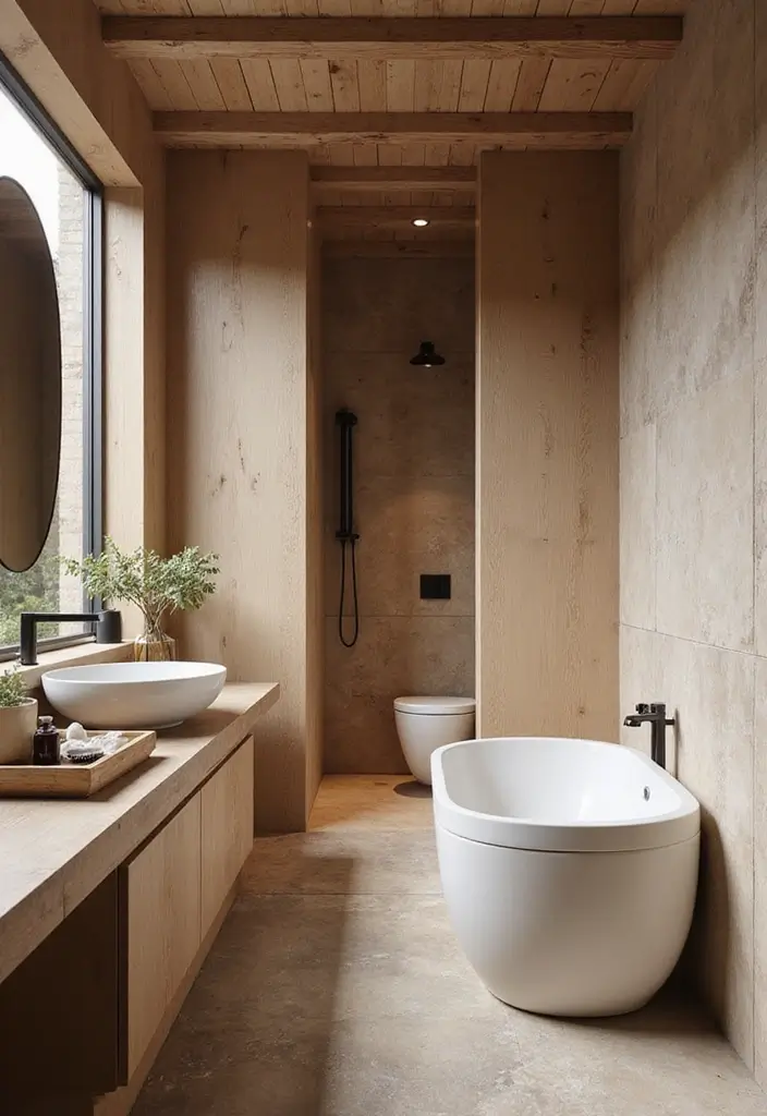 28 Small Scandinavian Bathroom Ideas That Look Bigger Instantly 6 28 Small Scandinavian Bathroom Ideas That Look Bigger Instantly - 6. Natural Materials for a Warm Touch