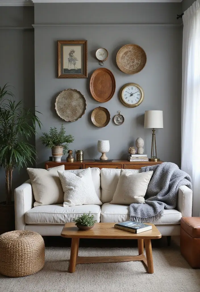 29 Grey Scandinavian Living Room Ideas for a Chic Aesthetic 12 29 Grey Scandinavian Living Room Ideas for a Chic Aesthetic - 12. Eclectic Accessories