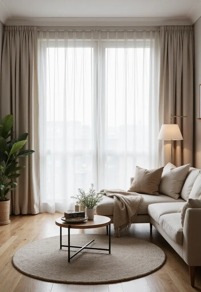 29 Grey Scandinavian Living Room Ideas for a Chic Aesthetic 13 29 Grey Scandinavian Living Room Ideas for a Chic Aesthetic - 13. Minimalistic Window Treatments