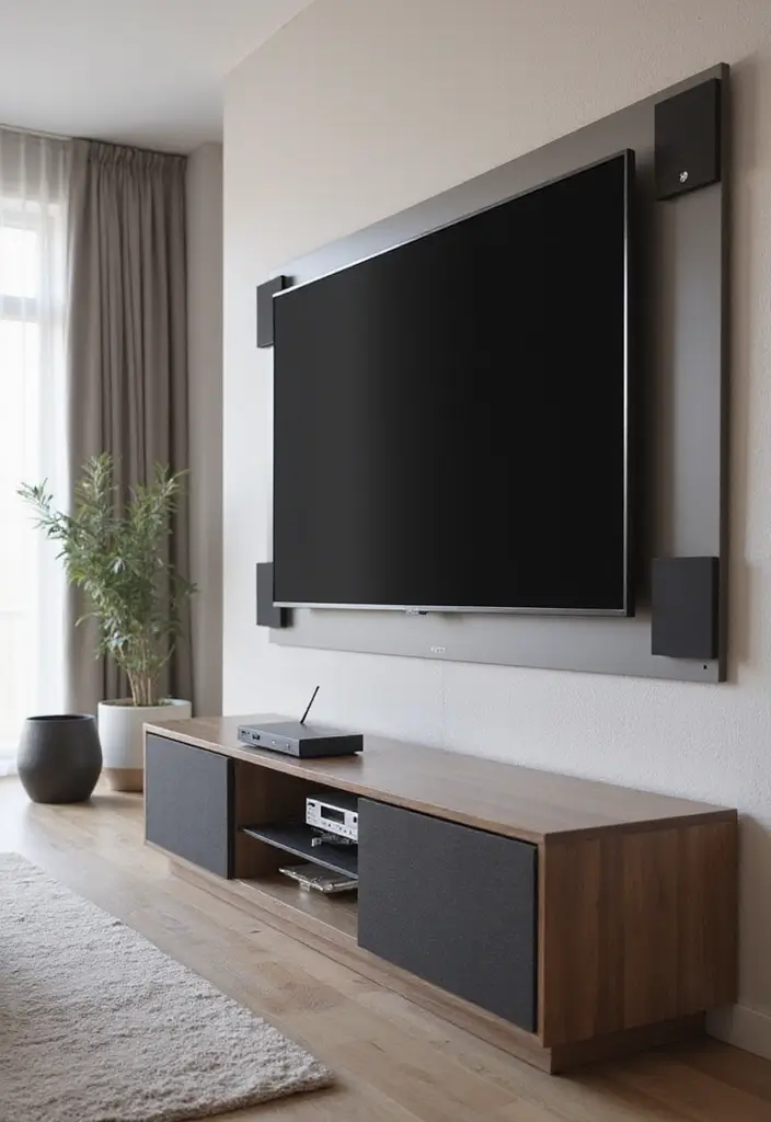 29 Grey Scandinavian Living Room Ideas for a Chic Aesthetic 14 29 Grey Scandinavian Living Room Ideas for a Chic Aesthetic - 14. Incorporating Tech with Style