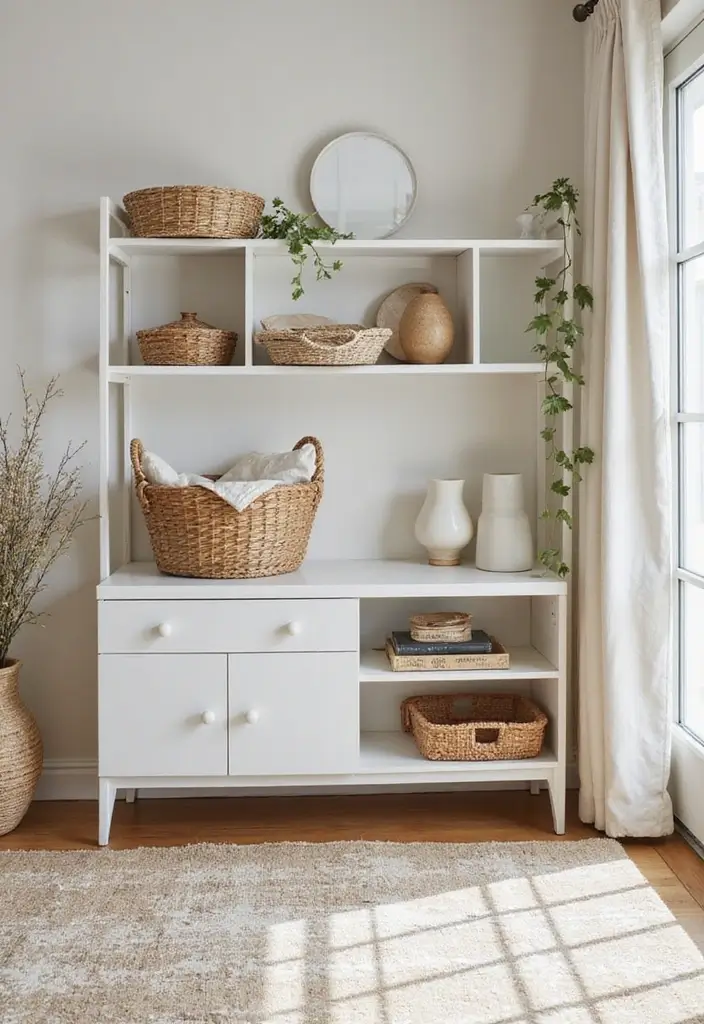 29 Grey Scandinavian Living Room Ideas for a Chic Aesthetic 18 29 Grey Scandinavian Living Room Ideas for a Chic Aesthetic - 18. Minimalist Storage Solutions