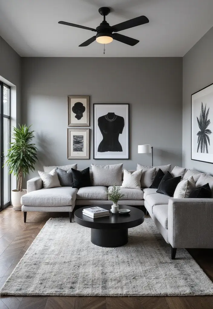 29 Grey Scandinavian Living Room Ideas for a Chic Aesthetic 2 29 Grey Scandinavian Living Room Ideas for a Chic Aesthetic - 2. Monochrome Magic