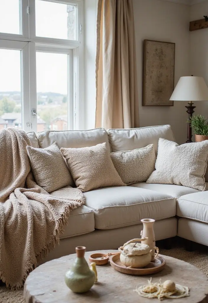 29 Grey Scandinavian Living Room Ideas for a Chic Aesthetic 22 29 Grey Scandinavian Living Room Ideas for a Chic Aesthetic - 22. Thoughtful Textile Choices