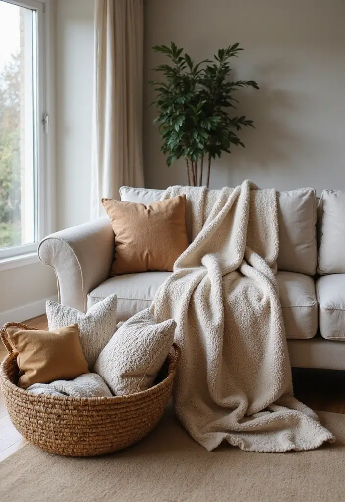29 Grey Scandinavian Living Room Ideas for a Chic Aesthetic 29 29 Grey Scandinavian Living Room Ideas for a Chic Aesthetic - 29. Warm Throw Blankets