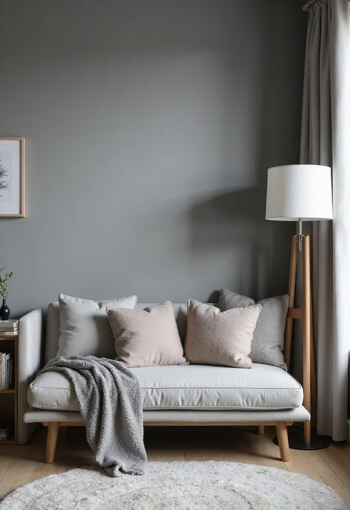 29 Grey Scandinavian Living Room Ideas for a Chic Aesthetic 3 29 Grey Scandinavian Living Room Ideas for a Chic Aesthetic - 3. Cozy Corner Nooks