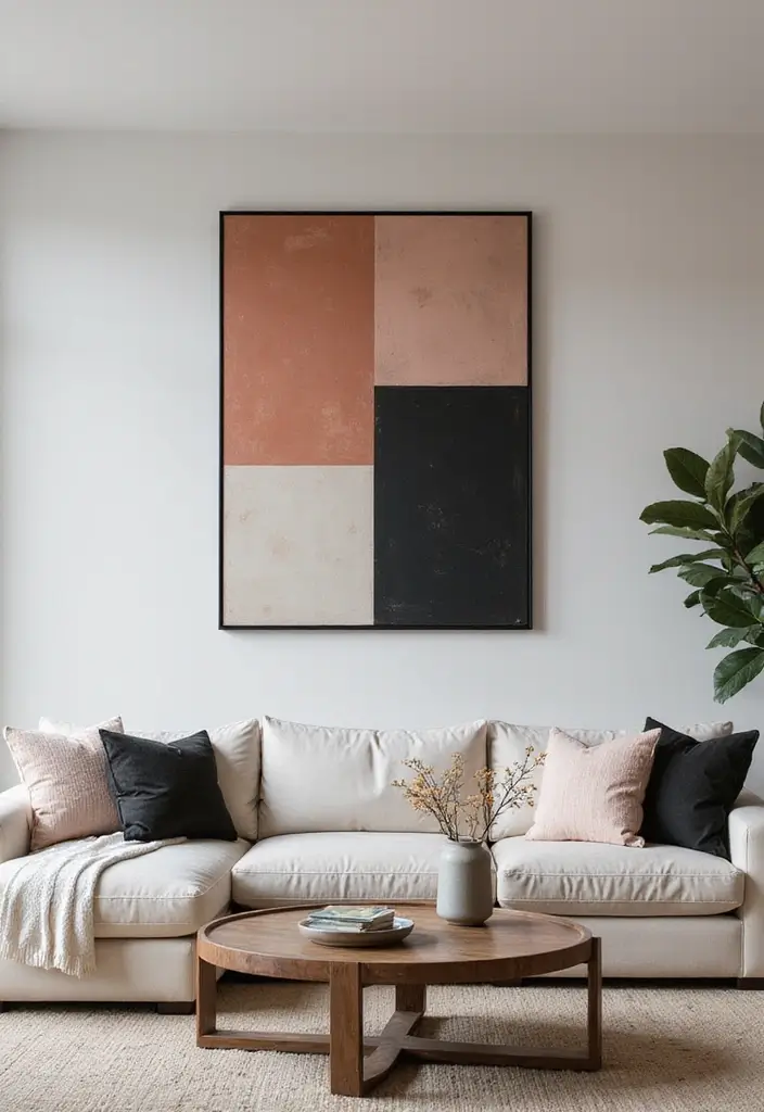 29 Grey Scandinavian Living Room Ideas for a Chic Aesthetic 4 29 Grey Scandinavian Living Room Ideas for a Chic Aesthetic - 4. Statement Art Pieces