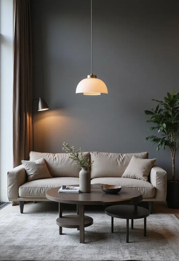 29 Grey Scandinavian Living Room Ideas for a Chic Aesthetic 9 29 Grey Scandinavian Living Room Ideas for a Chic Aesthetic - 9. Statement Lighting Fixtures