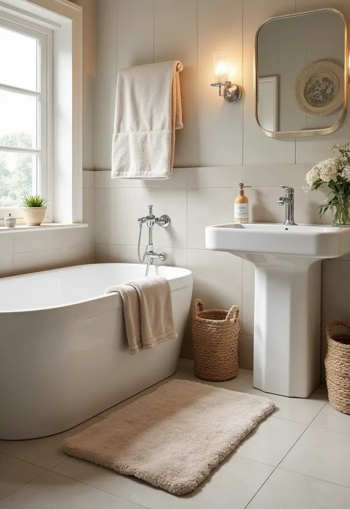 29 Scandinavian Bathroom Ideas for a Minimal Elegant Refresh 14 29 Scandinavian Bathroom Ideas for a Minimal Elegant Refresh - 14. Cozy Bath Mats