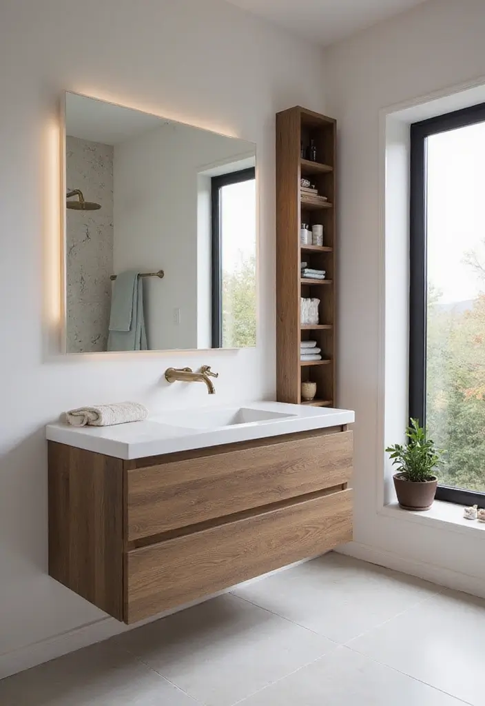 29 Scandinavian Bathroom Ideas for a Minimal Elegant Refresh 16 29 Scandinavian Bathroom Ideas for a Minimal Elegant Refresh - 16. Floating Vanities