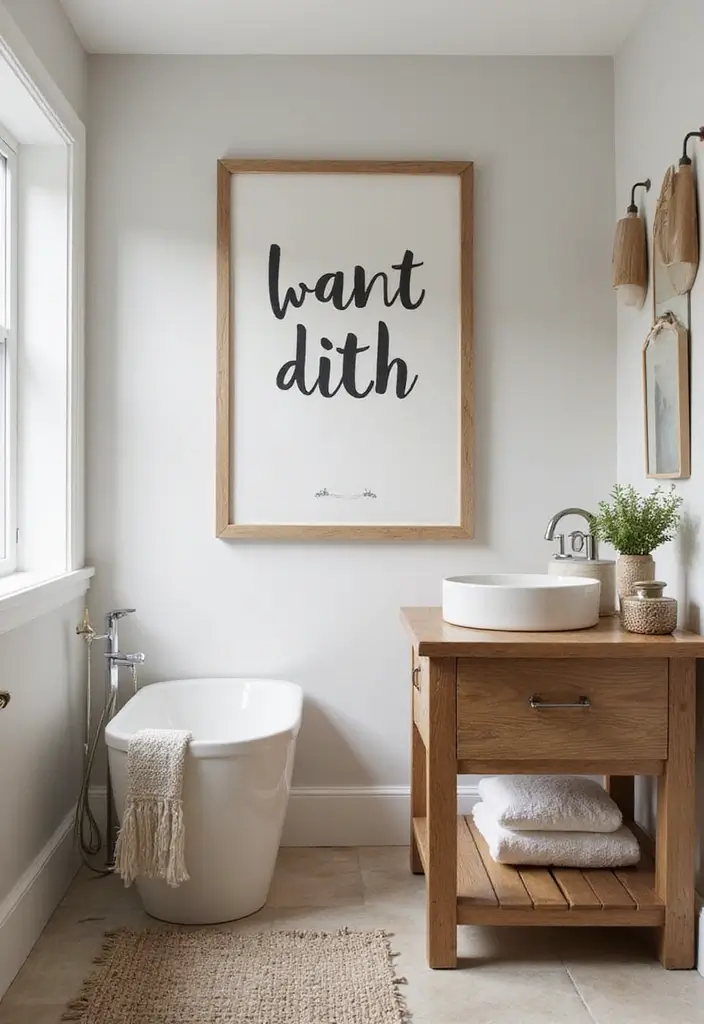 29 Scandinavian Bathroom Ideas for a Minimal Elegant Refresh 19 29 Scandinavian Bathroom Ideas for a Minimal Elegant Refresh - 19. Personalized Wall Art