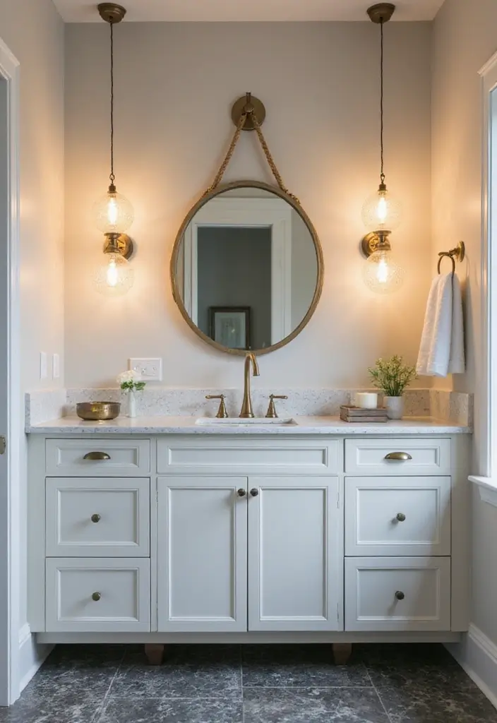 29 Scandinavian Bathroom Ideas for a Minimal Elegant Refresh 7 29 Scandinavian Bathroom Ideas for a Minimal Elegant Refresh - 7. Chic Lighting Solutions