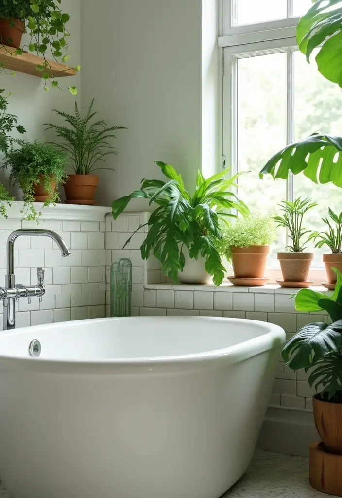 29 Scandinavian Bathroom Ideas for a Minimal Elegant Refresh 9 29 Scandinavian Bathroom Ideas for a Minimal Elegant Refresh - 9. Indoor Plants for Freshness