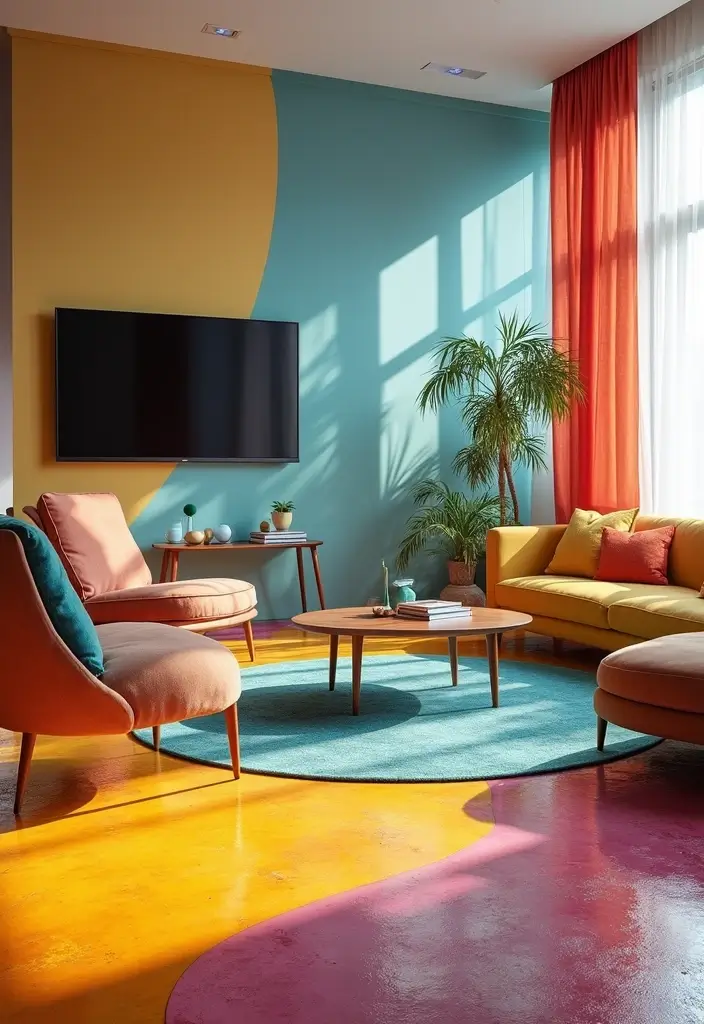 29 Scandinavian Flooring Ideas That Elevate Every Room 21 29 Scandinavian Flooring Ideas That Elevate Every Room - 21. Colorful Resin Flooring