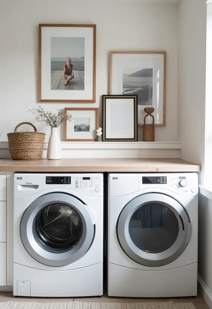 29 Scandinavian Laundry Room Designs for Simple Clean Living 20 29 Scandinavian Laundry Room Designs for Simple Clean Living - 20. Incorporating Art
